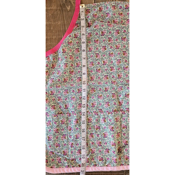 Womens Kitchen Apron One Size Pink Floral Pockets Cooking Baking Retro 50s 60s - Picture 8 of 8